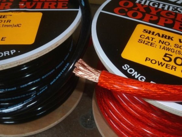 画像1: 半端品！SHARKWIREパワーケーブル1AWG（S01101R) 1m29cm (1)